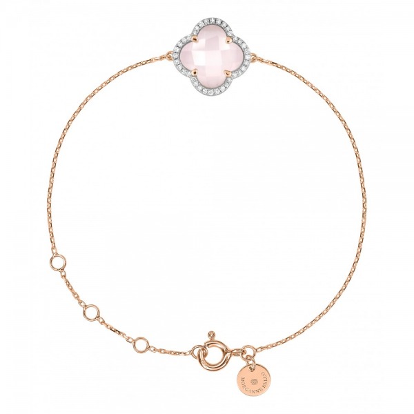 Bracelet Morganne Bello Victoria Diamants Quartz Rose Milky Diamants Or Rose