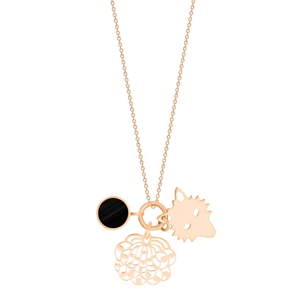 Collier Ginette NY TWENTY ONYX 3 CHARMS ON CHAIN