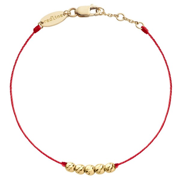 Bracelet Redline Mini Queen bébé fil avec cinq perles martelées et Or