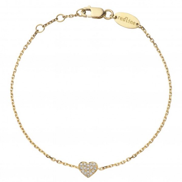 Bracelet Redline enfant chaîne coeur or pavé diamants