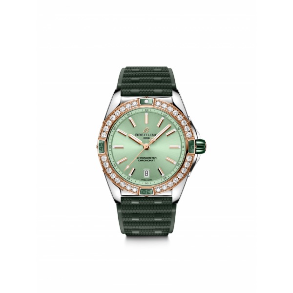 Montre Breitling Super Chronomat Automatic 38 Cadran Vert Menthe Bracelet Caoutchouc