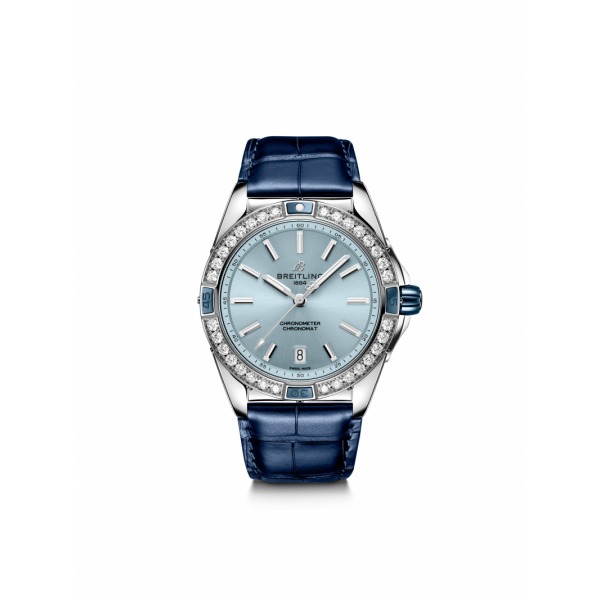 Montre Breitling Super Chronomat Automatic 38 Cadran Bleu Glacier Bracelet Alligator bleu