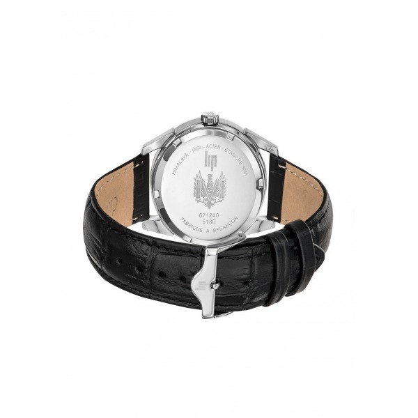 Montre LIP Himalaya 40mm Cadran Argent Bracelet Cuir Noir