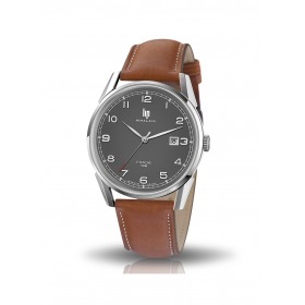Montre LIP Himalaya 40mm Cadran Gris Bracelet Cuir Marron