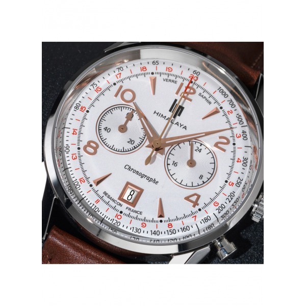Montre LIP Himalaya 40mm Chronographe Cadran Blanc Bracelet Cuir