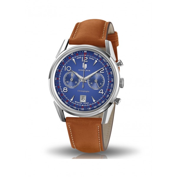 Montre LIP Himalaya 40mm Chronographe Cadran Bleu Bracelet Cuir