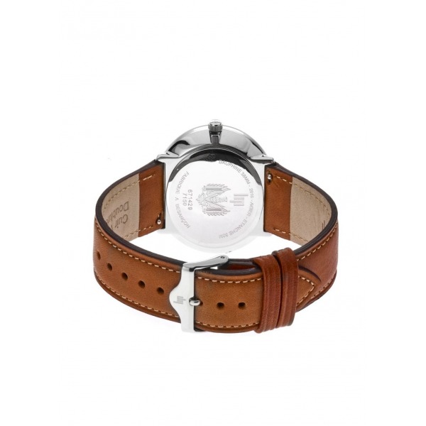 Montre LIP Dauphine Cadran Bleu foncé Bracelet cuir marron clair