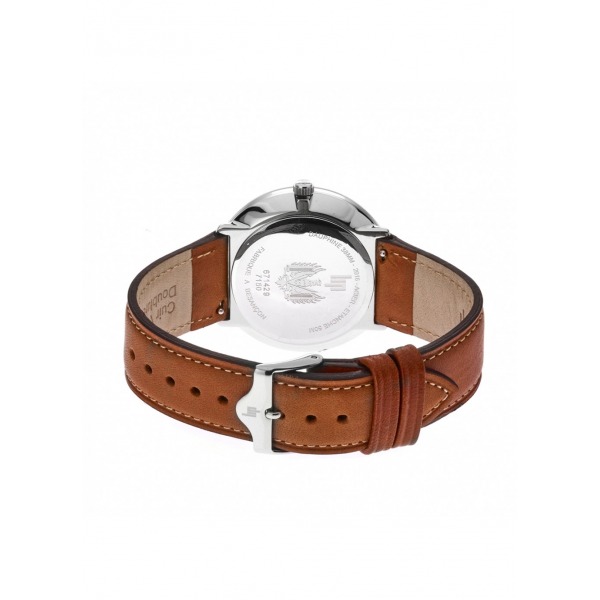 Montre LIP Dauphine Cadran Argent soleillé Bracelet cuir véritable marron