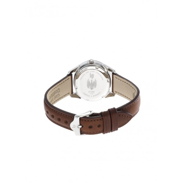 Montre LIP Femme Himalaya 29mm Cadran Argenté Mat Bracelet Cuir lisse marron foncé