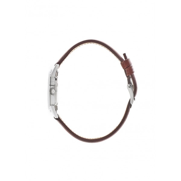 Montre LIP Femme Himalaya 29mm Cadran Argenté Mat Bracelet Cuir lisse marron foncé