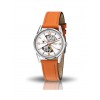 Montre LIP Femme Himalaya 33mm Cadran Blanc argenté Bracelet Cuir lisse orange