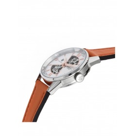 Montre LIP Femme Himalaya 33mm Cadran Blanc argenté Bracelet Cuir lisse orange