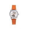 Montre LIP Femme Himalaya 33mm Cadran Blanc argenté Bracelet Cuir lisse orange