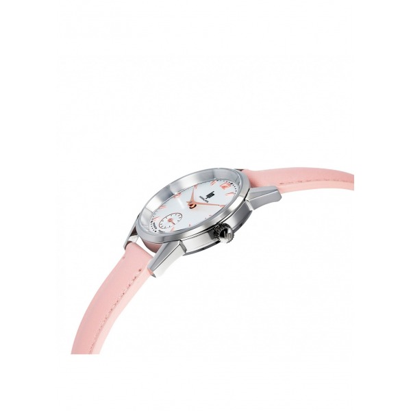 Montre LIP Femme Himalaya 29mm Cadran argenté mat Bracelet cuir rose