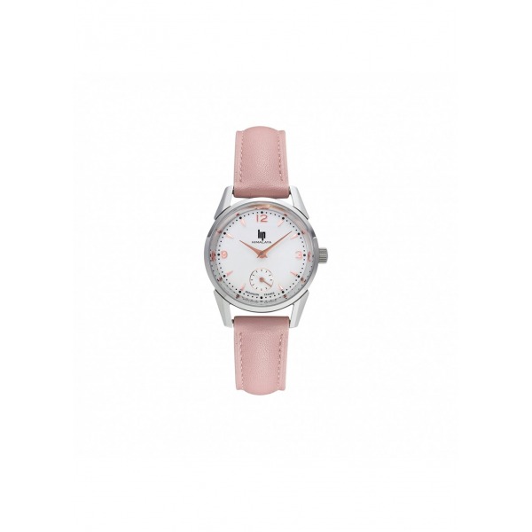 Montre LIP Femme Himalaya 29mm Cadran argenté mat Bracelet cuir rose