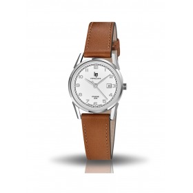 Montre LIP Femme Himalaya 29 mm Cadran argenté Bracelet cuir lisse marron