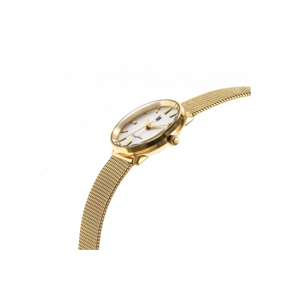 Montre LIP Femme Dauphine 29 mm Cadran argenté soleillé Bracelet milanais acier doré