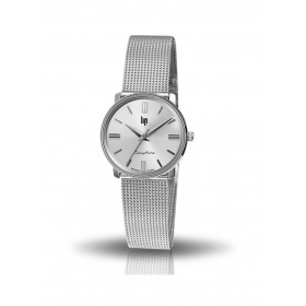 Montre LIP Femme Dauphine 29 mm Cadran argenté soleillé Bracelet milanais acier