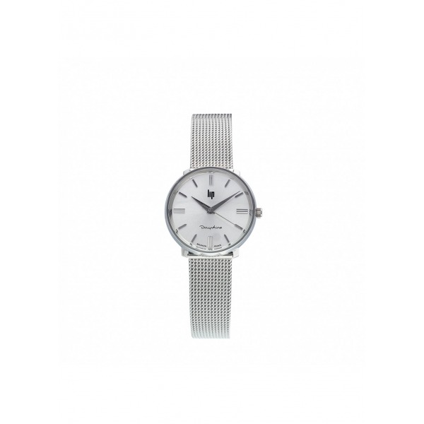 Montre LIP Femme Dauphine 29 mm Cadran argenté soleillé Bracelet milanais acier