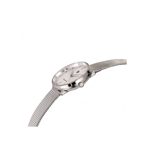 Montre LIP Femme Dauphine 29 mm Cadran argenté soleillé Bracelet milanais acier