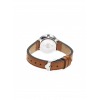 Montre LIP Femme Dauphine 29 mm Cadran argenté soleillé Bracelet cuir marron orangé