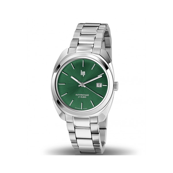 Montre LIP Homme GDG 39 mm Cadran vert moyen sablé bracelet acier poli