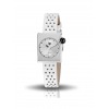 Montre LIP Femme MACH 2000 30 mm Cadran argenté bracelet cuir blanc