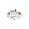 Montre LIP Femme MACH 2000 30 mm Cadran argenté bracelet cuir blanc