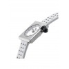 Montre LIP Femme MACH 2000 30 mm Cadran argenté bracelet cuir blanc