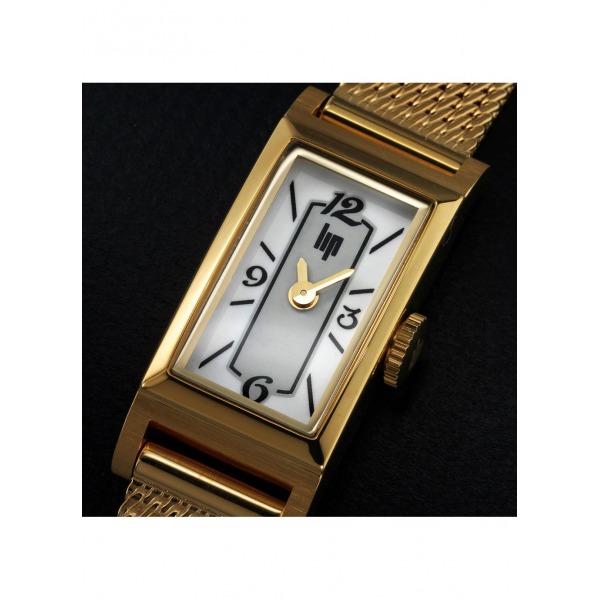 Montre LIP Femme T13 Cadran blanc bracelet maille milanaise doré