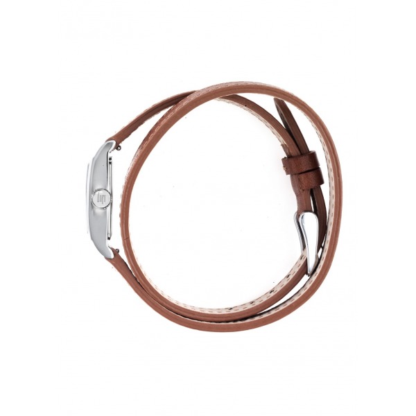 Montre LIP Femme T13 Cadran blanc bracelet cuir lisse marron clair