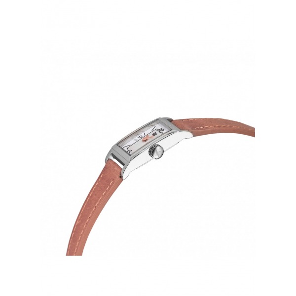 Montre LIP Femme T13 Cadran blanc bracelet cuir lisse marron clair