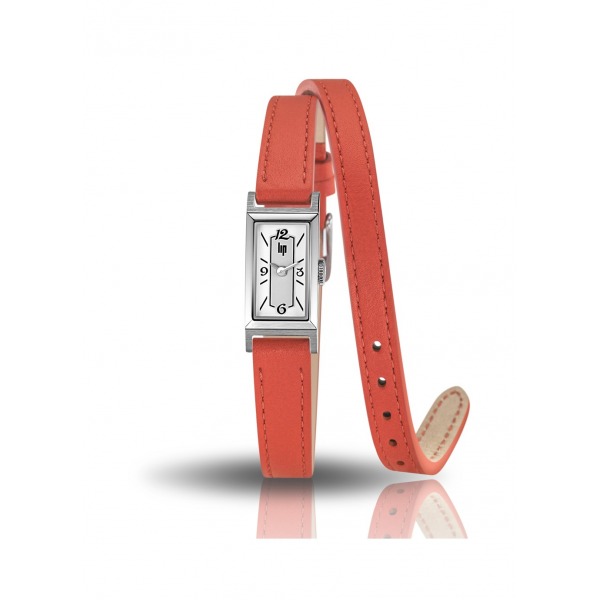 Montre LIP Femme T13 Cadran blanc bracelet cuir lisse orange