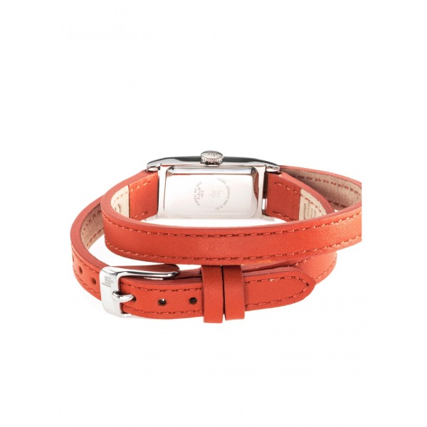 Montre LIP Femme T13 Cadran blanc bracelet cuir lisse orange