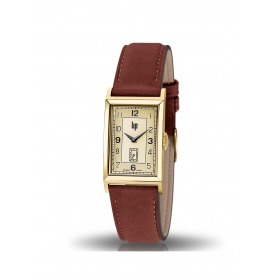 Montre LIP T18 Cadran doré bracelet cuir marron lisse