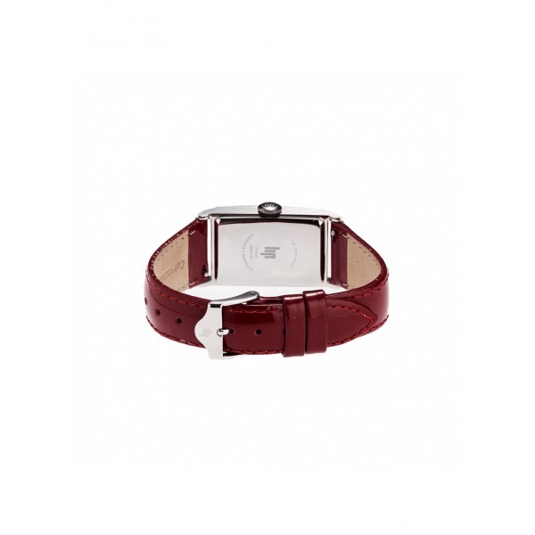 Montre LIP T18 Cadran argenté bracelet cuir rouge