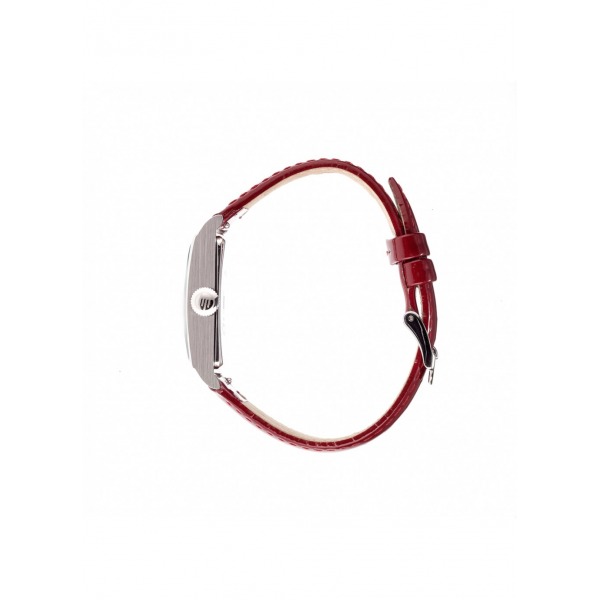 Montre LIP T18 Cadran argenté bracelet cuir rouge