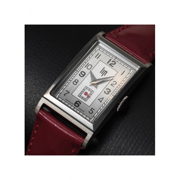 Montre LIP T18 Cadran argenté bracelet cuir rouge