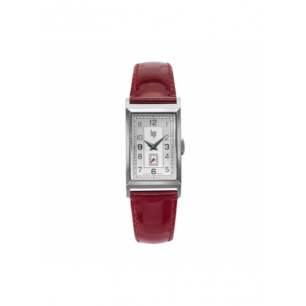 Montre LIP T18 Cadran argenté bracelet cuir rouge