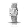 Montre LIP Femme MACH 2000 mini square 30 mm Cadran argenté bracelet milanais chromé