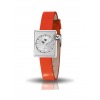 Montre LIP Femme MACH 2000 mini square 30 mm Cadran argenté bracelet cuir orange