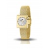 Montre LIP Femme MACH 2000 mini square 30 mm Cadran doré lunette intérieure blanche bracelet milanais doré