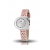 Montre LIP Femme MACH 2000 mini square 30 mm Cadran argenté bracelet cuir rose clair