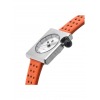 Montre LIP Femme MACH 2000 mini square cadran argenté 30 mm bracelet cuir orange