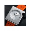 Montre LIP Femme MACH 2000 mini square cadran argenté 30 mm bracelet cuir orange