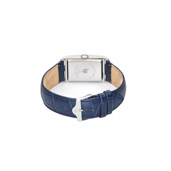 Montre LIP T24 Cadran argenté bracelet cuir bleu moyen