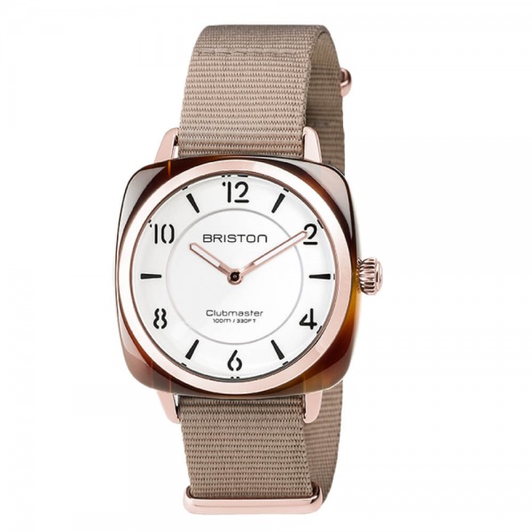 Montre Briston Clubmaster Chic Acétate Gold Cadran Blanc