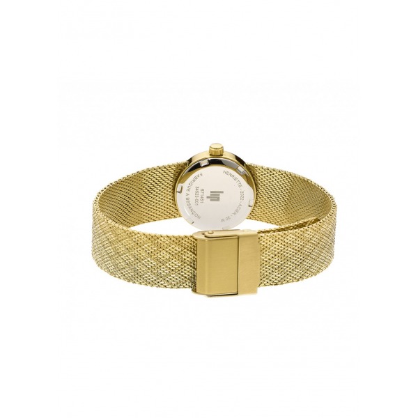 Montre LIP Henriette doré Bracelet acier en mailles milanaises dorées