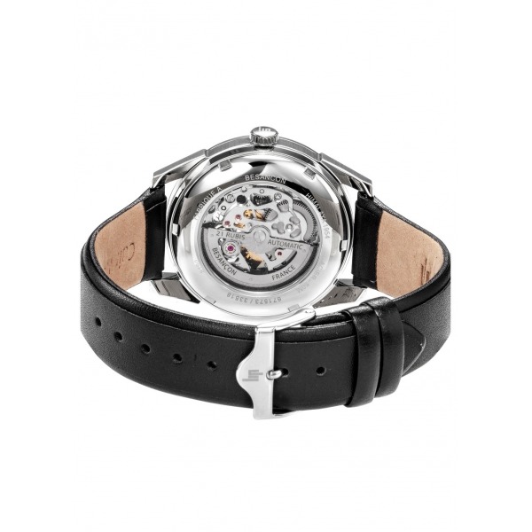 Montre LIP Homme Himalaya 40 mm sablier Cadran noir bracelet cuir noir