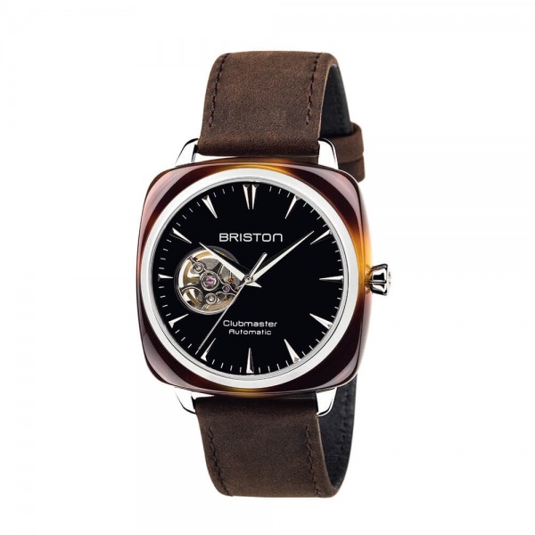 Montre Briston Clubmaster Iconic Acétate Cadran Noir Bracelet Cuir